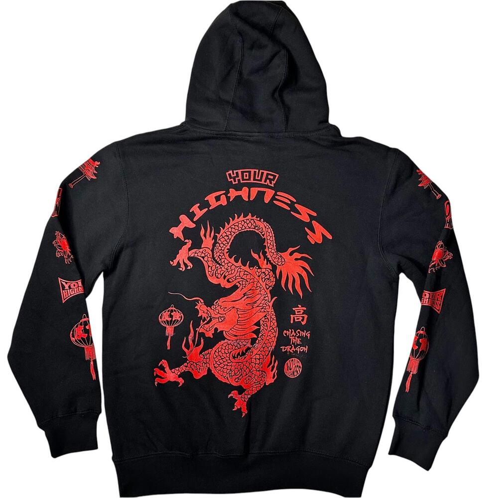 NWOT Your Highness Chasing the Dragon Hoodie Black Mens M